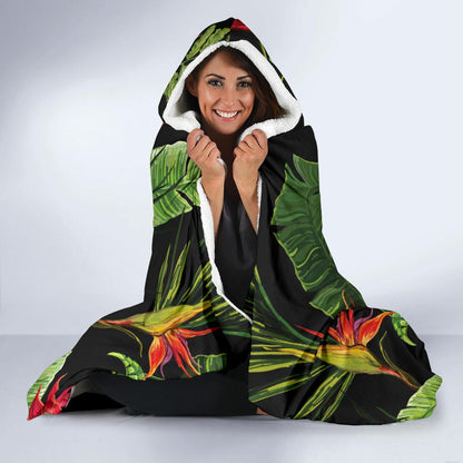 Bird Of Paradise Pattern Print Design BOP010 Hooded Blanket-JORJUNE.COM