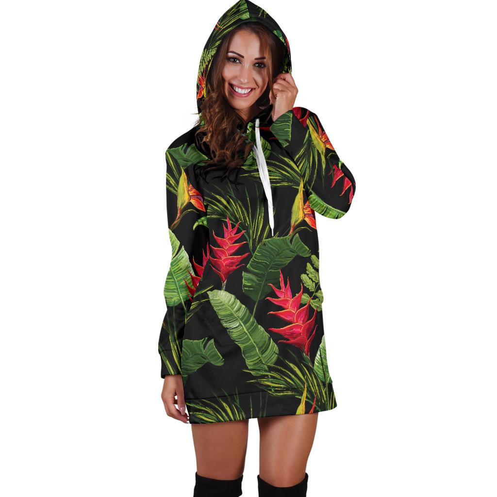 Bird Of Paradise Pattern Print Design BOP010 Women Hoodie Dress