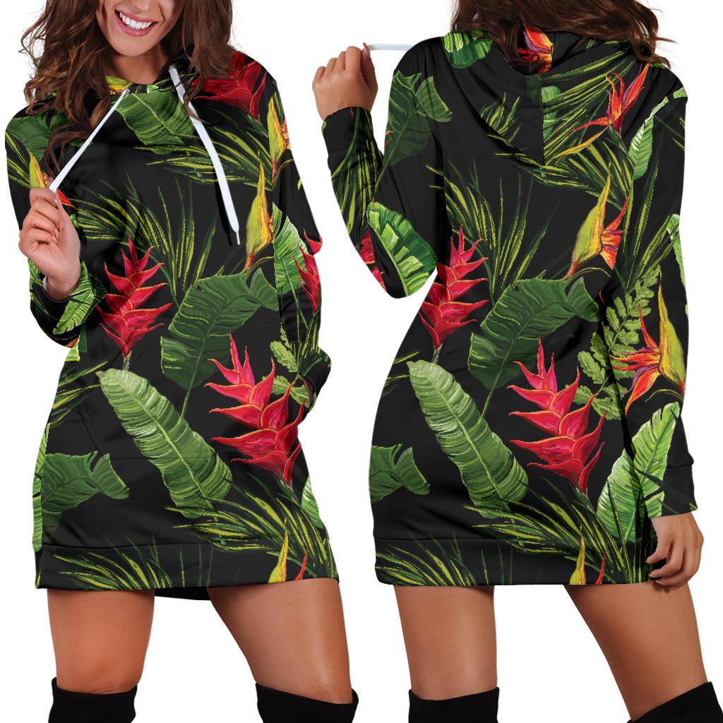 Bird Of Paradise Pattern Print Design BOP010 Women Hoodie Dress