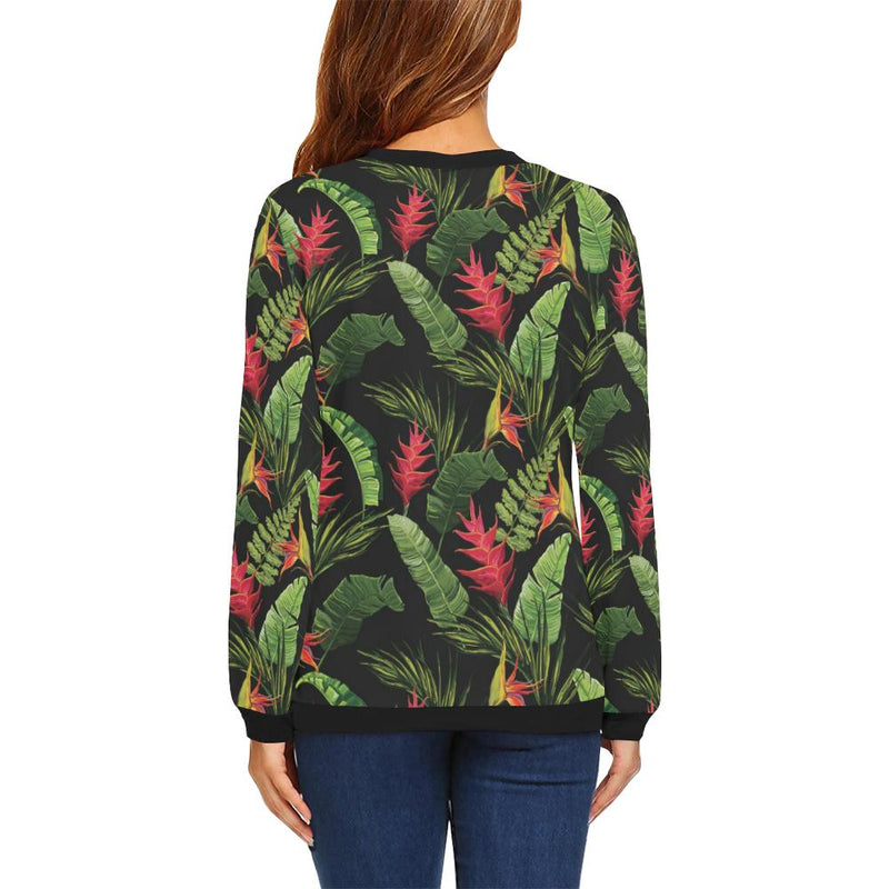 Bird Of Paradise Pattern Print Design BOP010 Women Long Sleeve Sweatshirt-JorJune