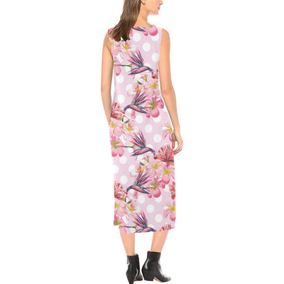 Bird Of Paradise Pattern Print Design BOP011 Sleeveless Open Fork Long Dress