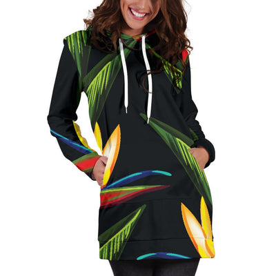 Bird Of Paradise Pattern Print Design BOP012 Women Hoodie Dress