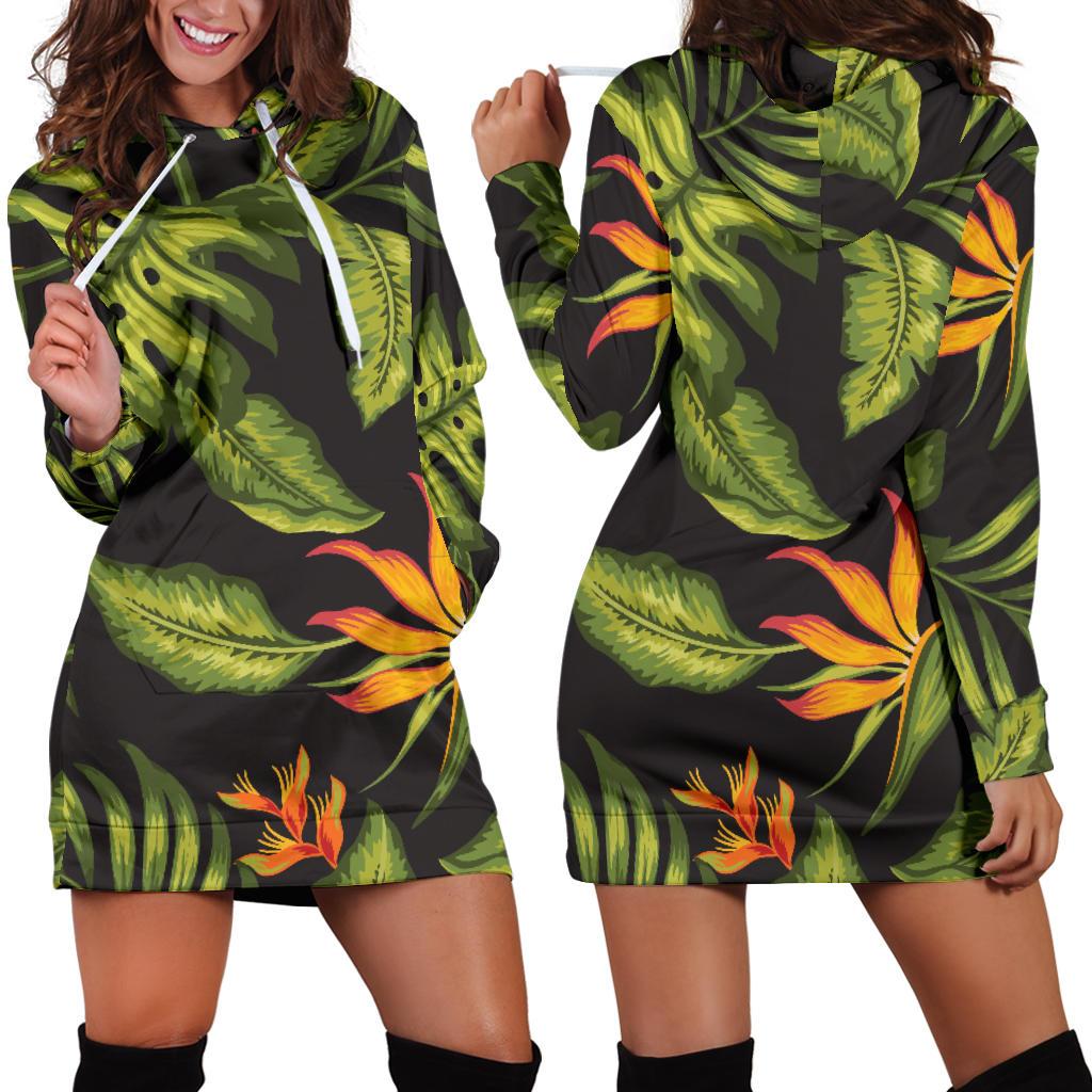 Bird Of Paradise Pattern Print Design BOP013 Women Hoodie Dress