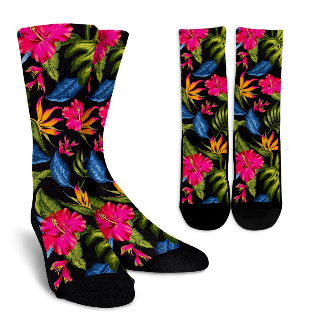 Bird Of Paradise Pattern Print Design BOP014 Crew Socks-JORJUNE.COM