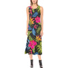 Bird Of Paradise Pattern Print Design BOP014 Sleeveless Open Fork Long Dress