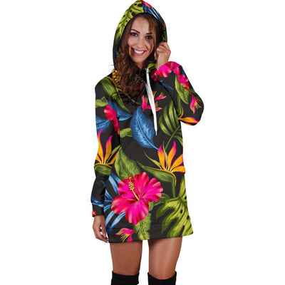 Bird Of Paradise Pattern Print Design BOP014 Women Hoodie Dress