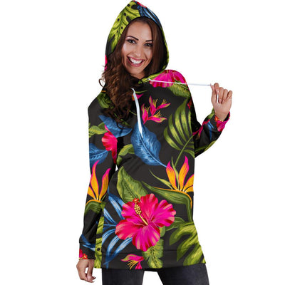 Bird Of Paradise Pattern Print Design BOP014 Women Hoodie Dress