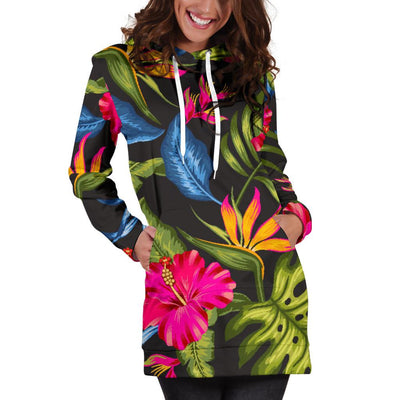 Bird Of Paradise Pattern Print Design BOP014 Women Hoodie Dress