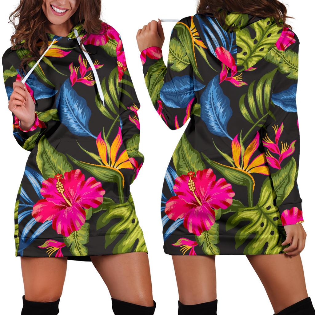 Bird Of Paradise Pattern Print Design BOP014 Women Hoodie Dress