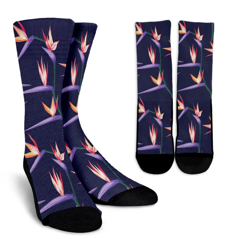 Bird Of Paradise Pattern Print Design BOP015 Crew Socks-JORJUNE.COM