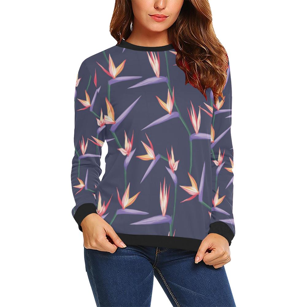 Bird Of Paradise Pattern Print Design BOP015 Women Long Sleeve Sweatshirt-JorJune