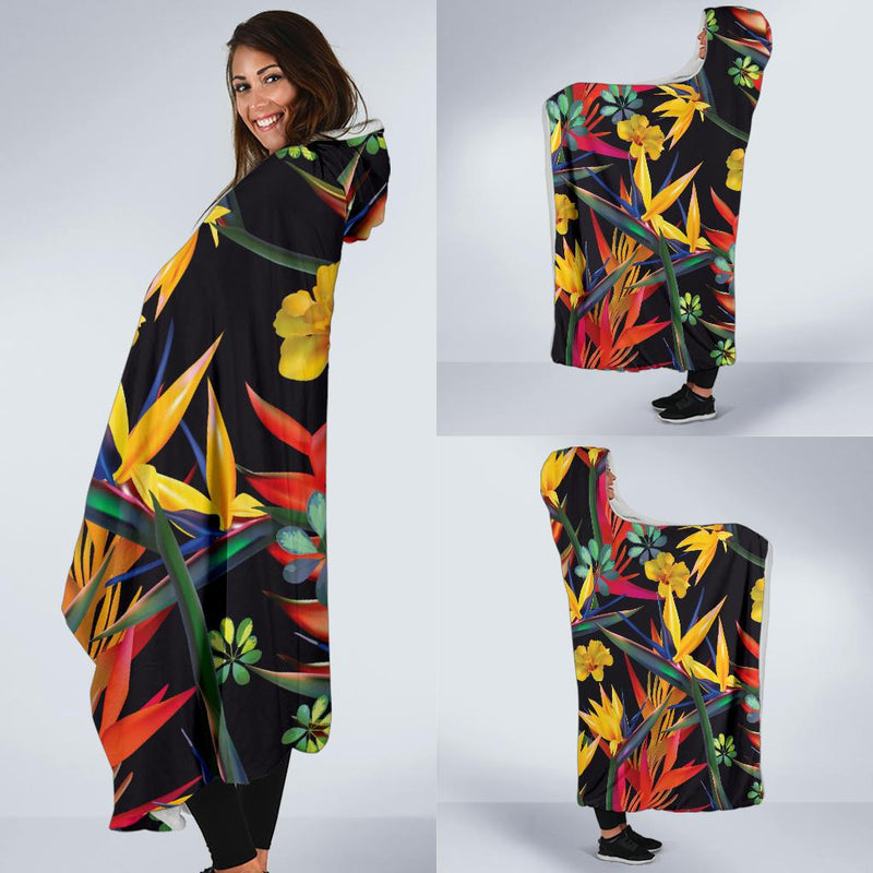 Bird Of Paradise Pattern Print Design BOP016 Hooded Blanket-JORJUNE.COM