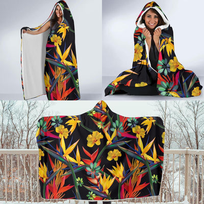 Bird Of Paradise Pattern Print Design BOP016 Hooded Blanket-JORJUNE.COM