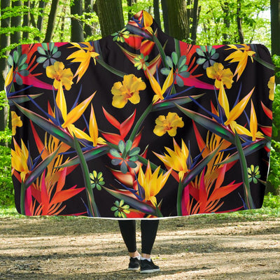 Bird Of Paradise Pattern Print Design BOP016 Hooded Blanket-JORJUNE.COM