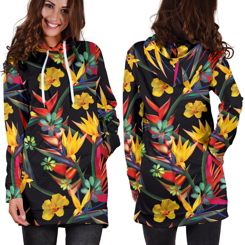 Bird Of Paradise Pattern Print Design BOP016 Women Hoodie Dress