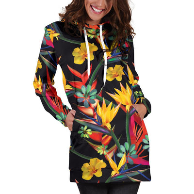 Bird Of Paradise Pattern Print Design BOP016 Women Hoodie Dress