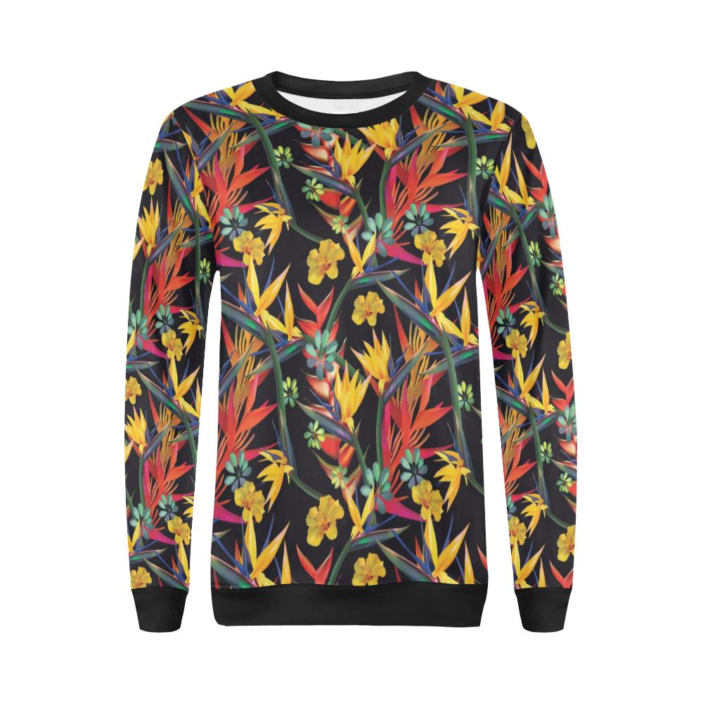 Bird Of Paradise Pattern Print Design BOP016 Women Long Sleeve Sweatshirt-JorJune