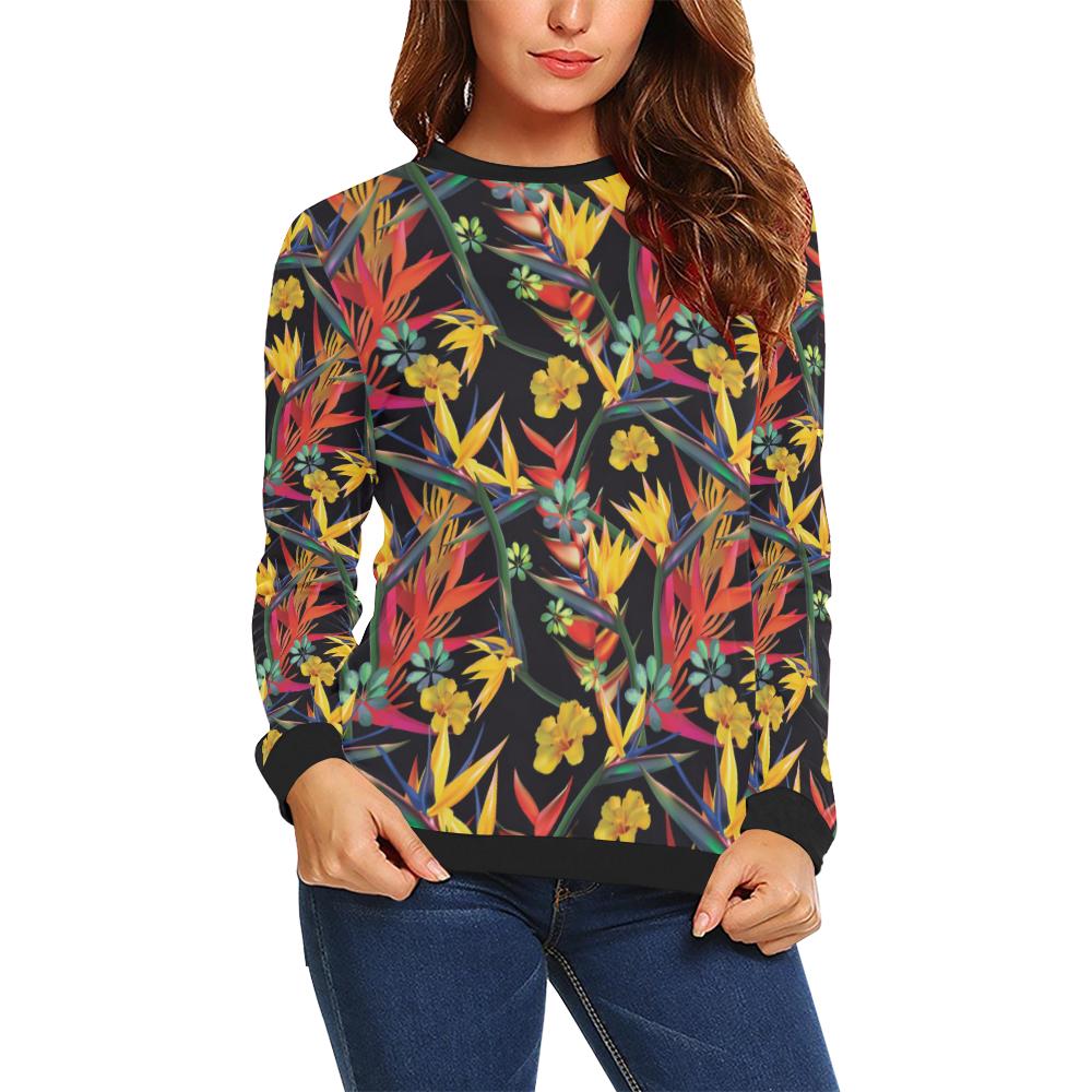 Bird Of Paradise Pattern Print Design BOP016 Women Long Sleeve Sweatshirt-JorJune