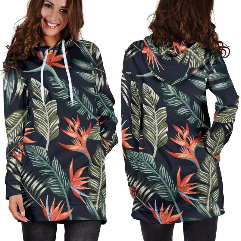 Bird Of Paradise Pattern Print Design BOP02 Women Hoodie Dress