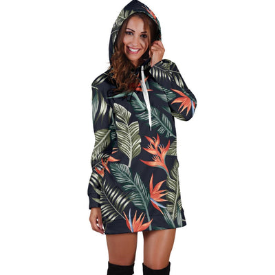 Bird Of Paradise Pattern Print Design BOP02 Women Hoodie Dress