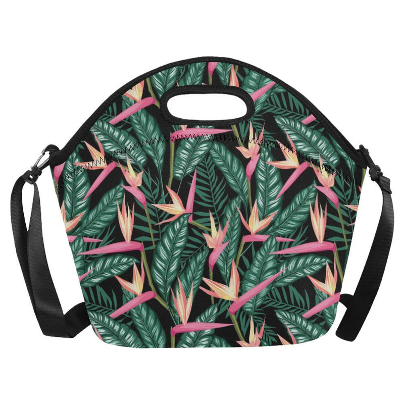 Bird Of Paradise Pattern Print Design BOP03 Neoprene Lunch Bag-JorJune