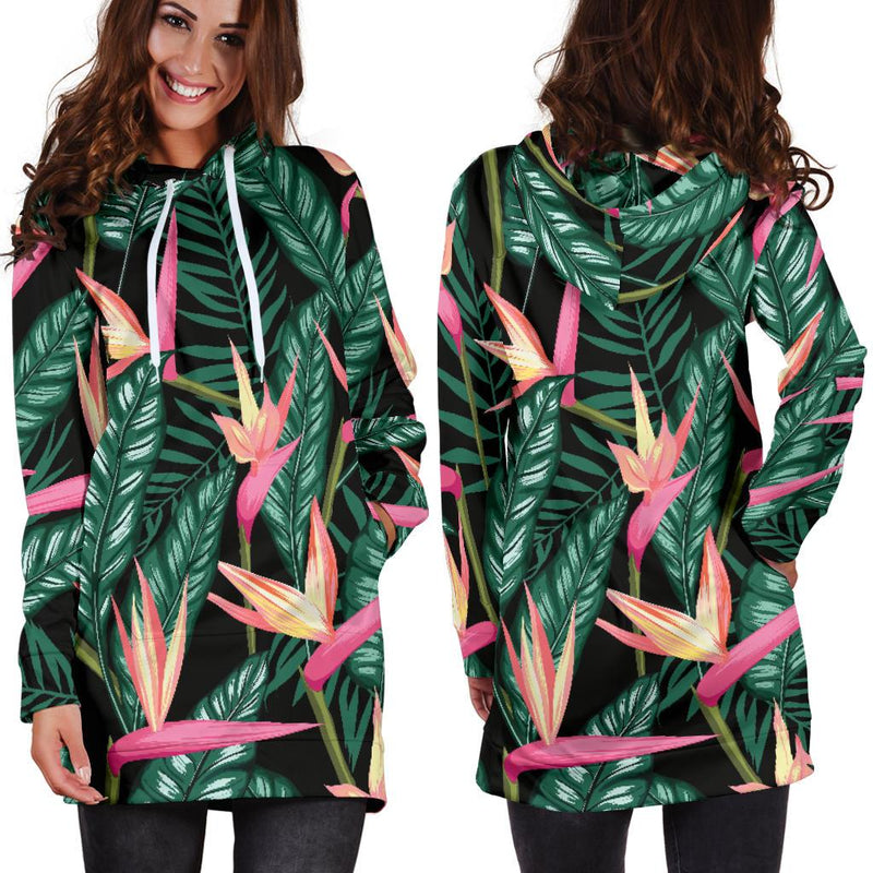 Bird Of Paradise Pattern Print Design BOP03 Women Hoodie Dress