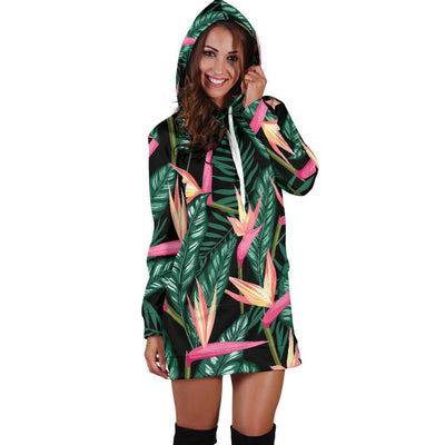 Bird Of Paradise Pattern Print Design BOP03 Women Hoodie Dress