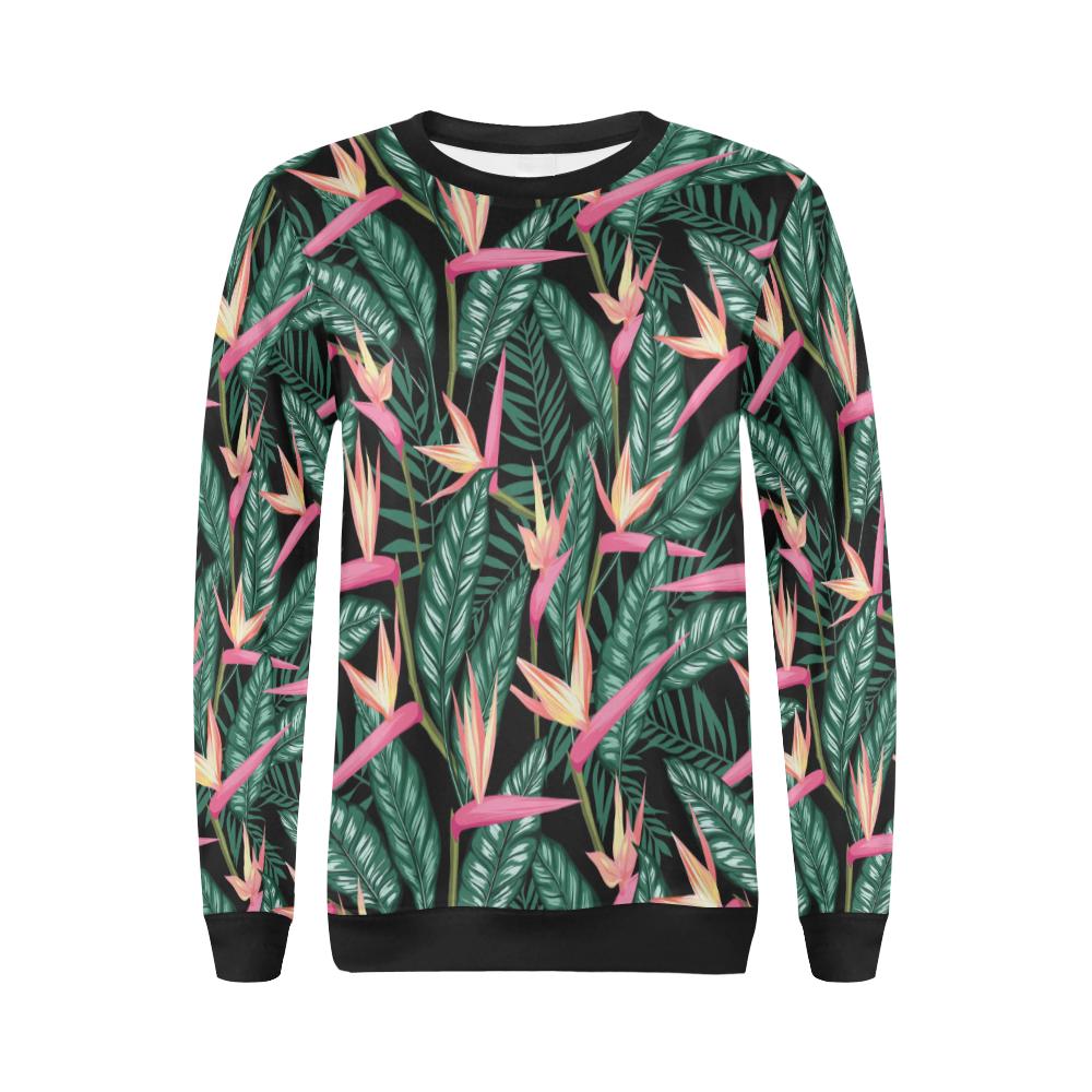 Bird Of Paradise Pattern Print Design BOP03 Women Long Sleeve Sweatshirt-JorJune