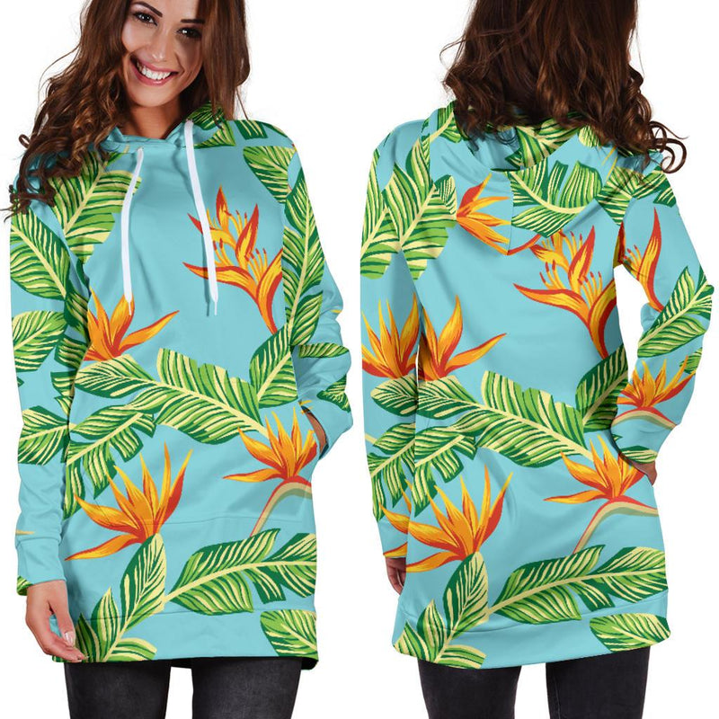 Bird Of Paradise Pattern Print Design BOP04 Women Hoodie Dress