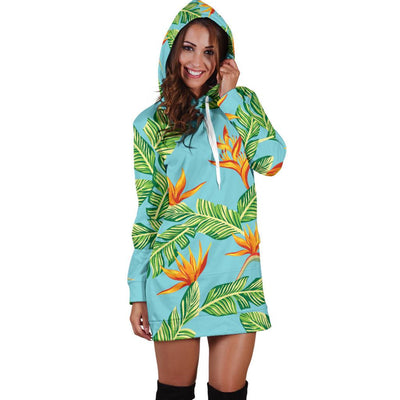 Bird Of Paradise Pattern Print Design BOP04 Women Hoodie Dress