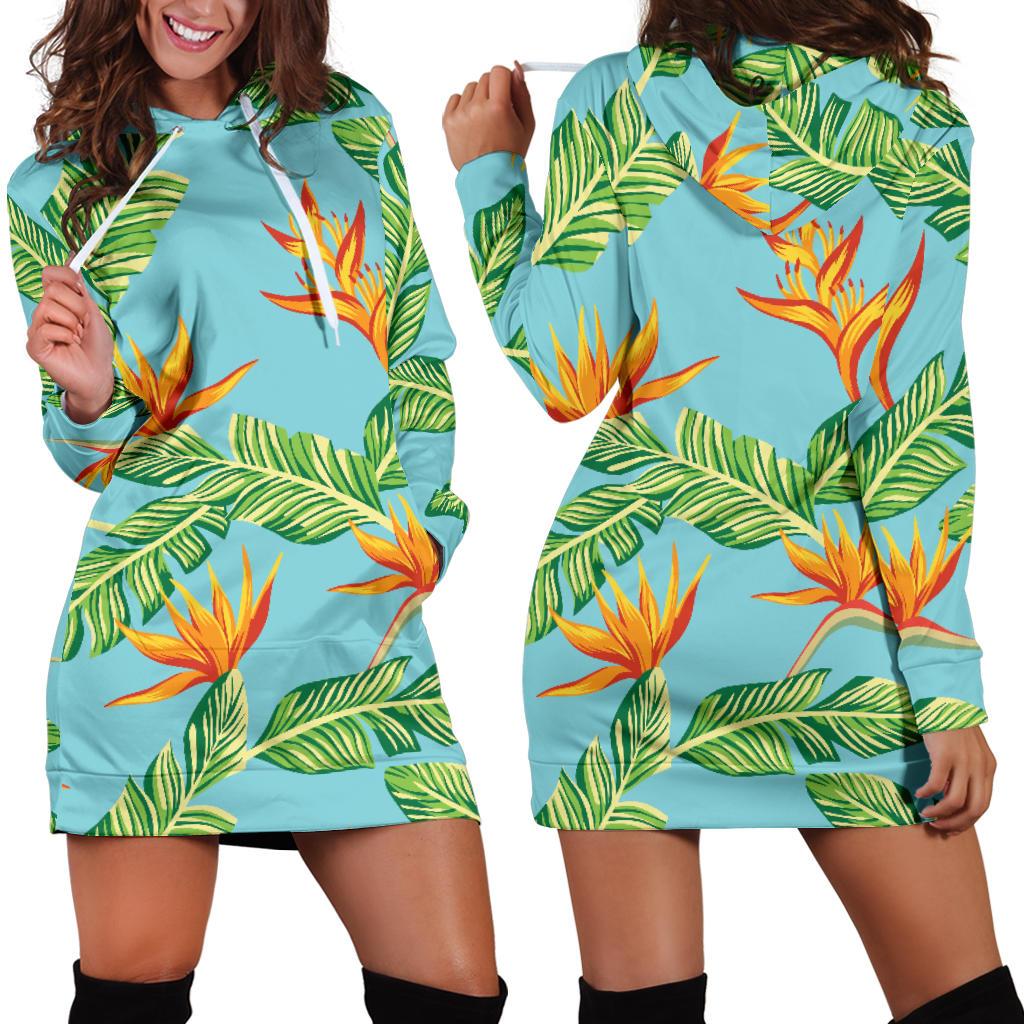 Bird Of Paradise Pattern Print Design BOP04 Women Hoodie Dress