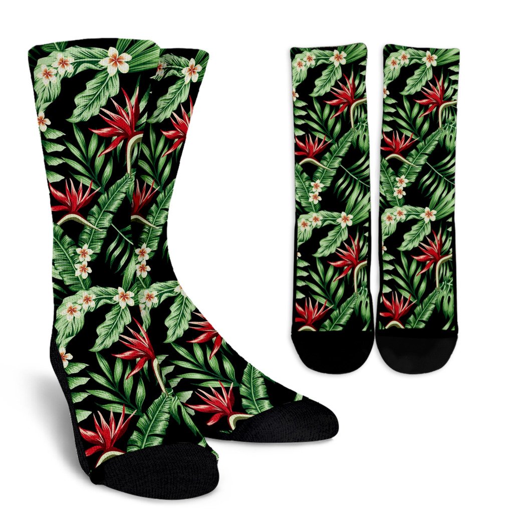 Bird Of Paradise Pattern Print Design BOP05 Crew Socks-JORJUNE.COM