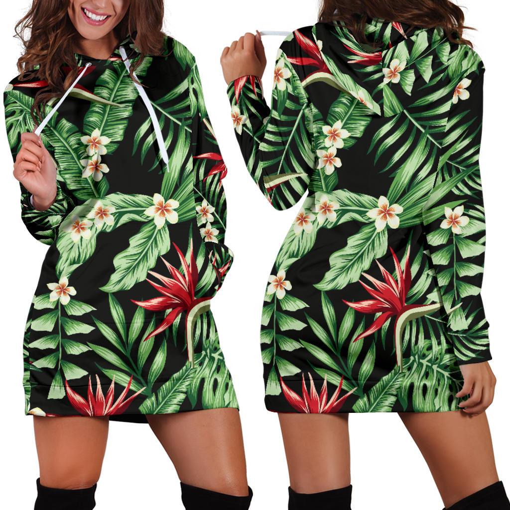 Bird Of Paradise Pattern Print Design BOP05 Women Hoodie Dress