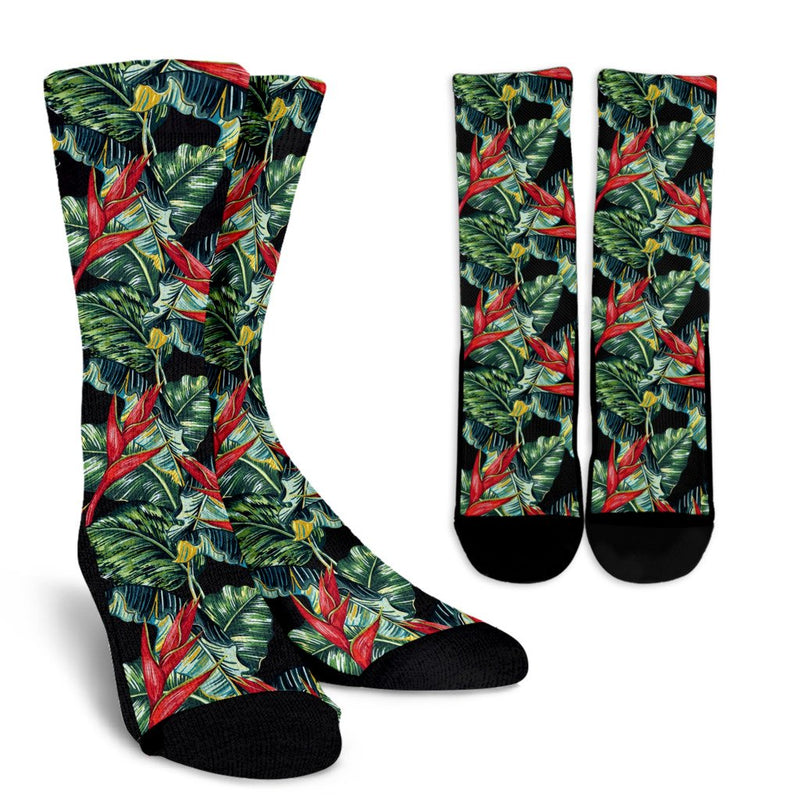 Bird Of Paradise Pattern Print Design BOP06 Crew Socks-JORJUNE.COM