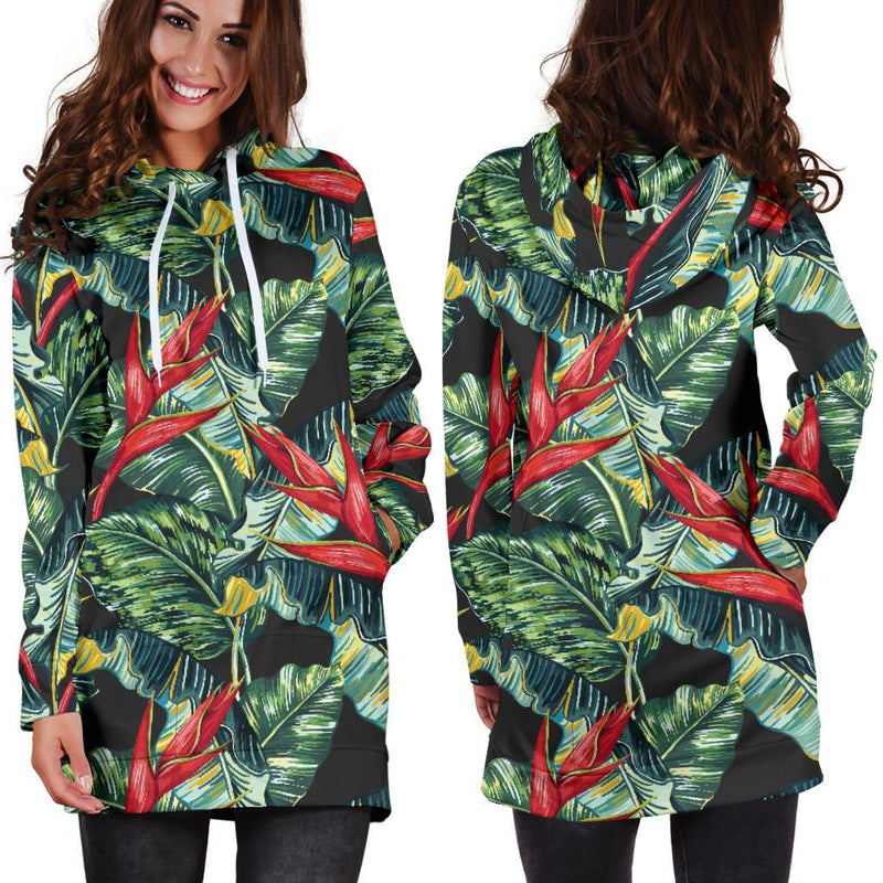 Bird Of Paradise Pattern Print Design BOP06 Women Hoodie Dress