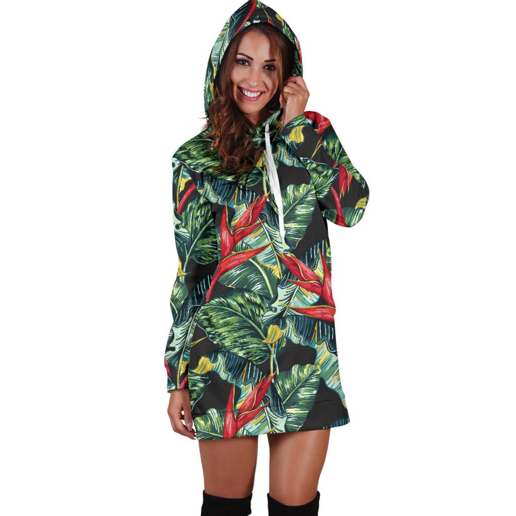 Bird Of Paradise Pattern Print Design BOP06 Women Hoodie Dress