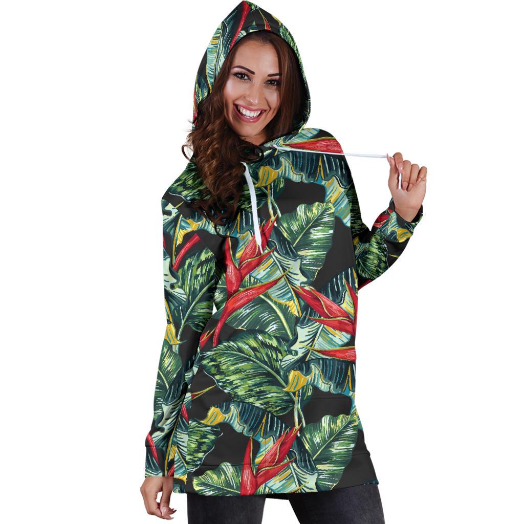 Bird Of Paradise Pattern Print Design BOP06 Women Hoodie Dress