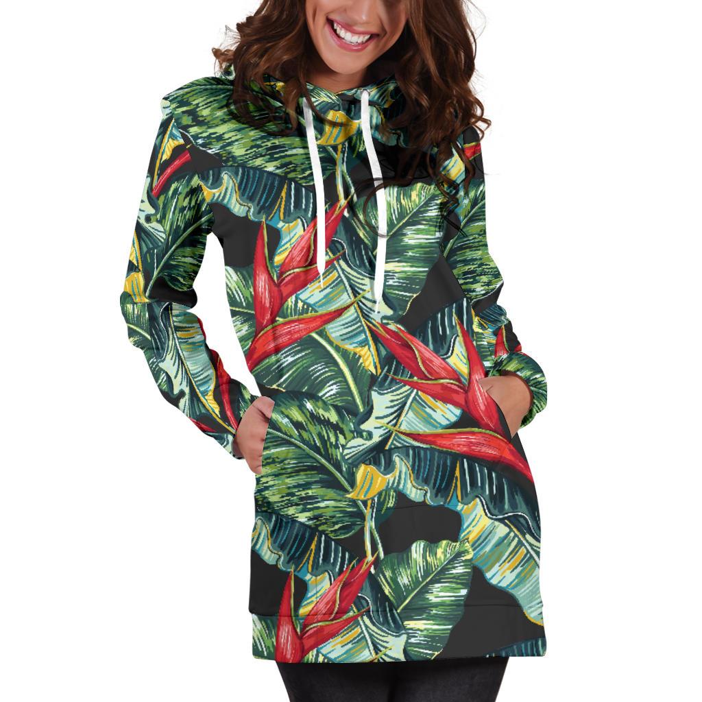 Bird Of Paradise Pattern Print Design BOP06 Women Hoodie Dress