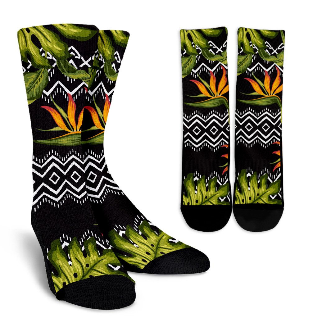 Bird Of Paradise Pattern Print Design BOP07 Crew Socks-JORJUNE.COM