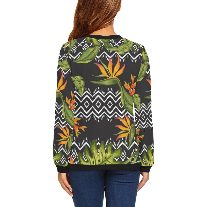 Bird Of Paradise Pattern Print Design BOP07 Women Long Sleeve Sweatshirt-JorJune