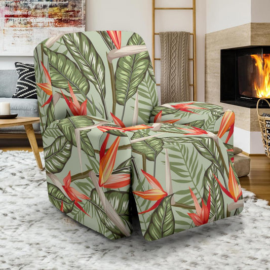 Bird Of Paradise Pattern Print Design BOP08 Recliner Slipcover-JORJUNE.COM