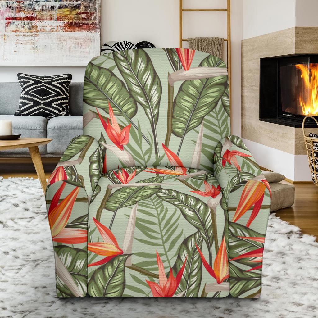 Bird Of Paradise Pattern Print Design BOP08 Recliner Slipcover-JORJUNE.COM