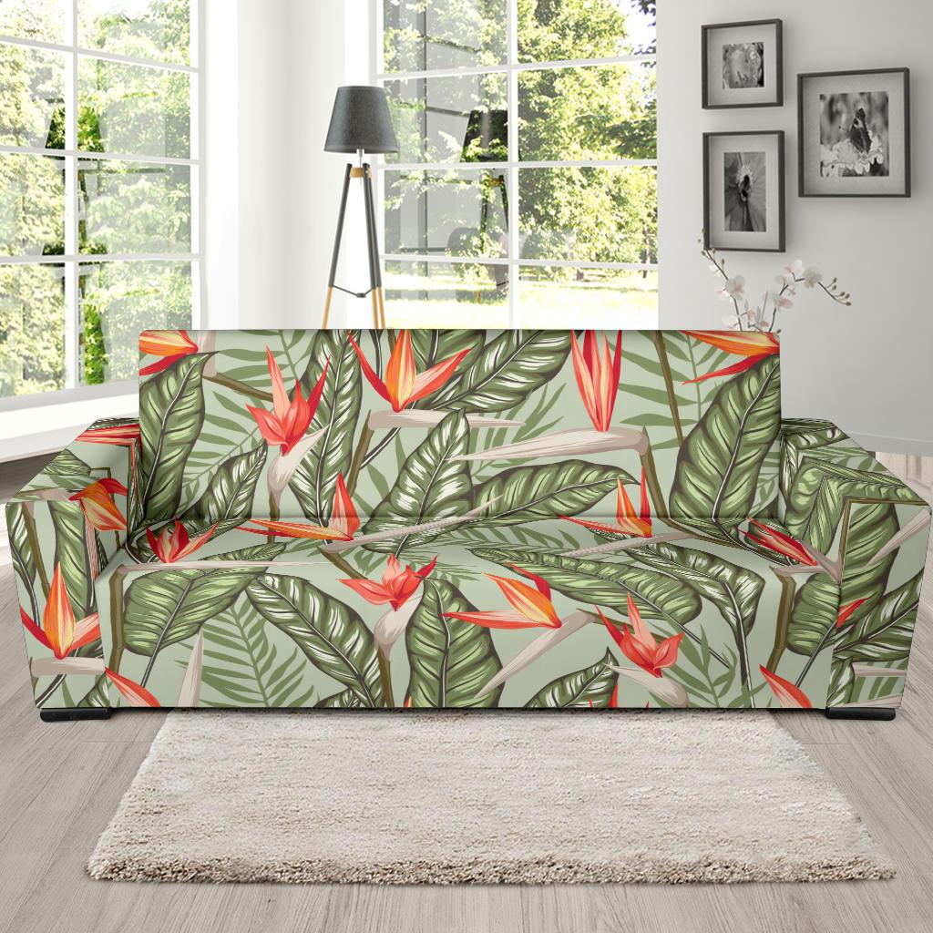 Bird Of Paradise Pattern Print Design BOP08 Sofa Slipcover-JORJUNE.COM