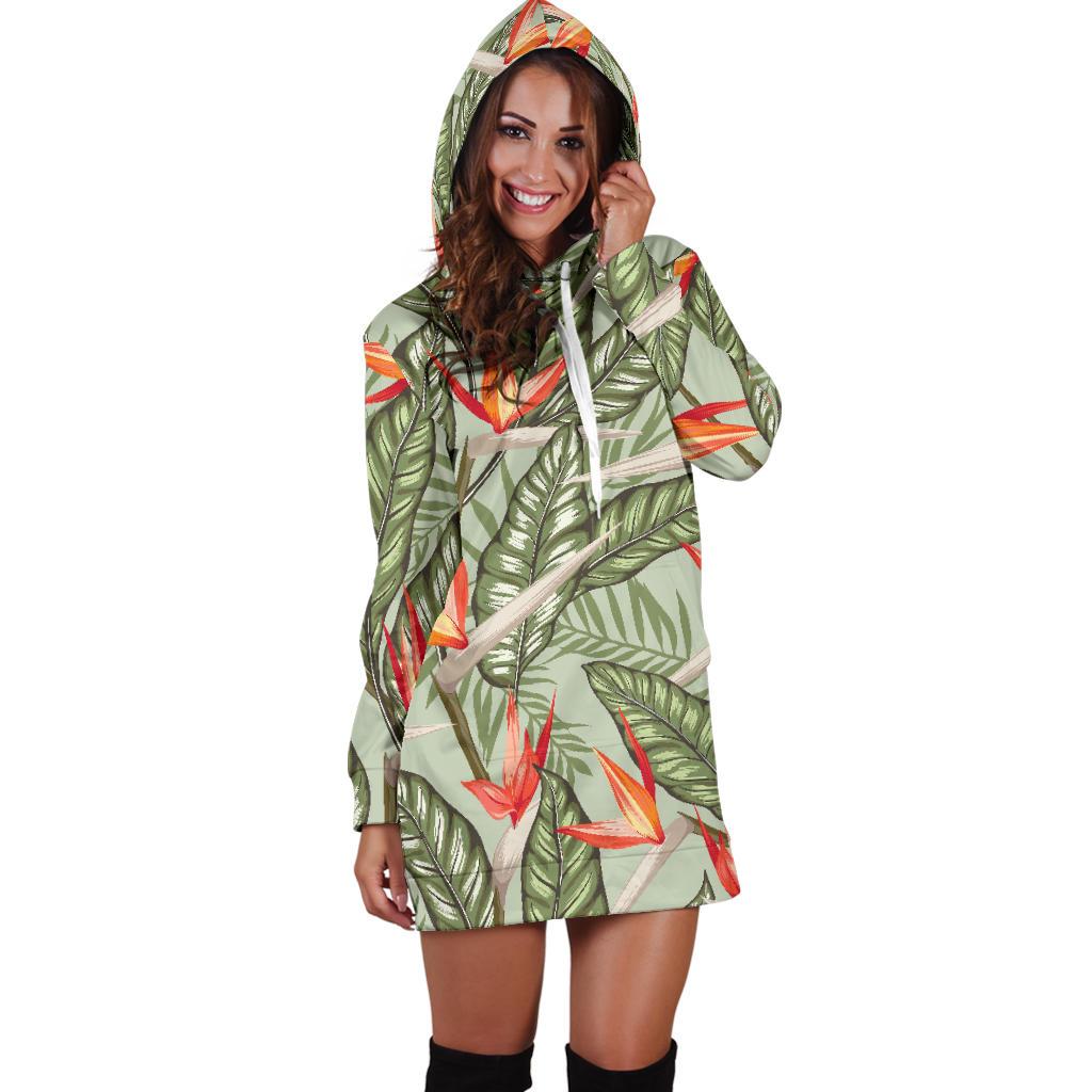 Bird Of Paradise Pattern Print Design BOP08 Women Hoodie Dress