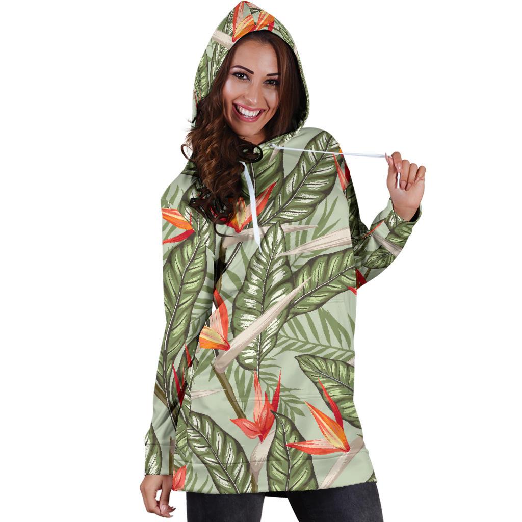 Bird Of Paradise Pattern Print Design BOP08 Women Hoodie Dress