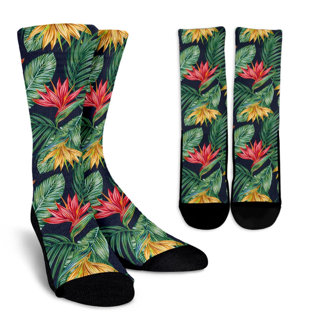 Bird Of Paradise Pattern Print Design BOP09 Crew Socks-JORJUNE.COM