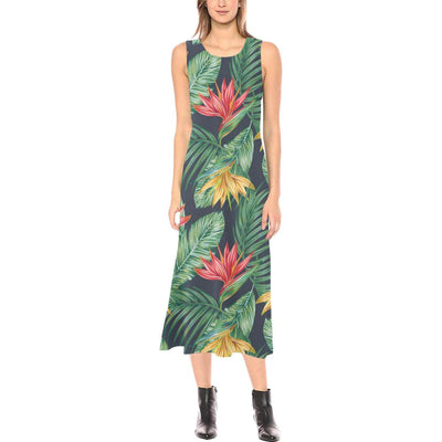 Bird Of Paradise Pattern Print Design BOP09 Sleeveless Open Fork Long Dress