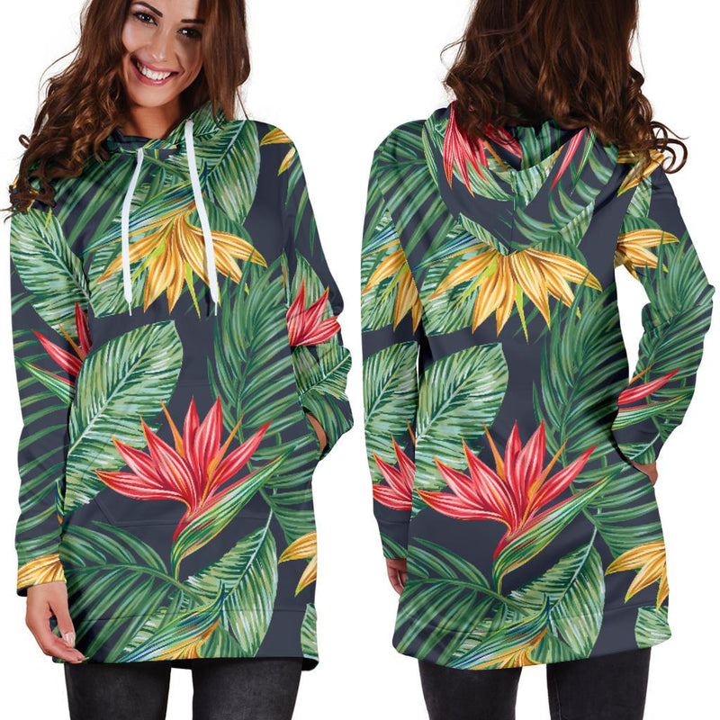 Bird Of Paradise Pattern Print Design BOP09 Women Hoodie Dress