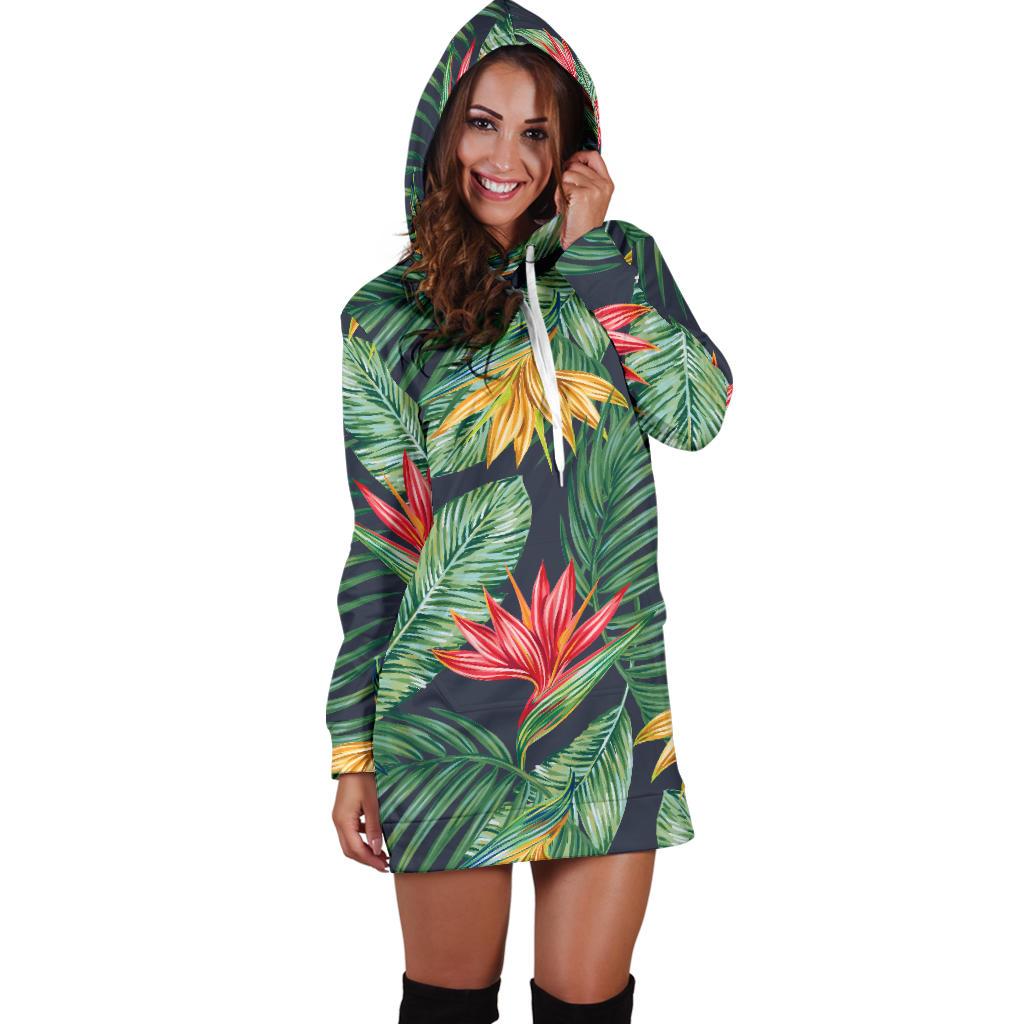 Bird Of Paradise Pattern Print Design BOP09 Women Hoodie Dress