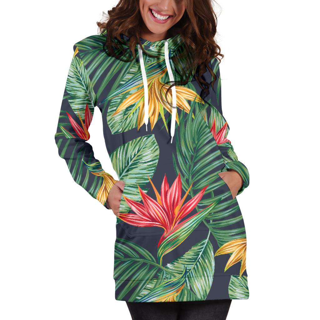 Bird Of Paradise Pattern Print Design BOP09 Women Hoodie Dress